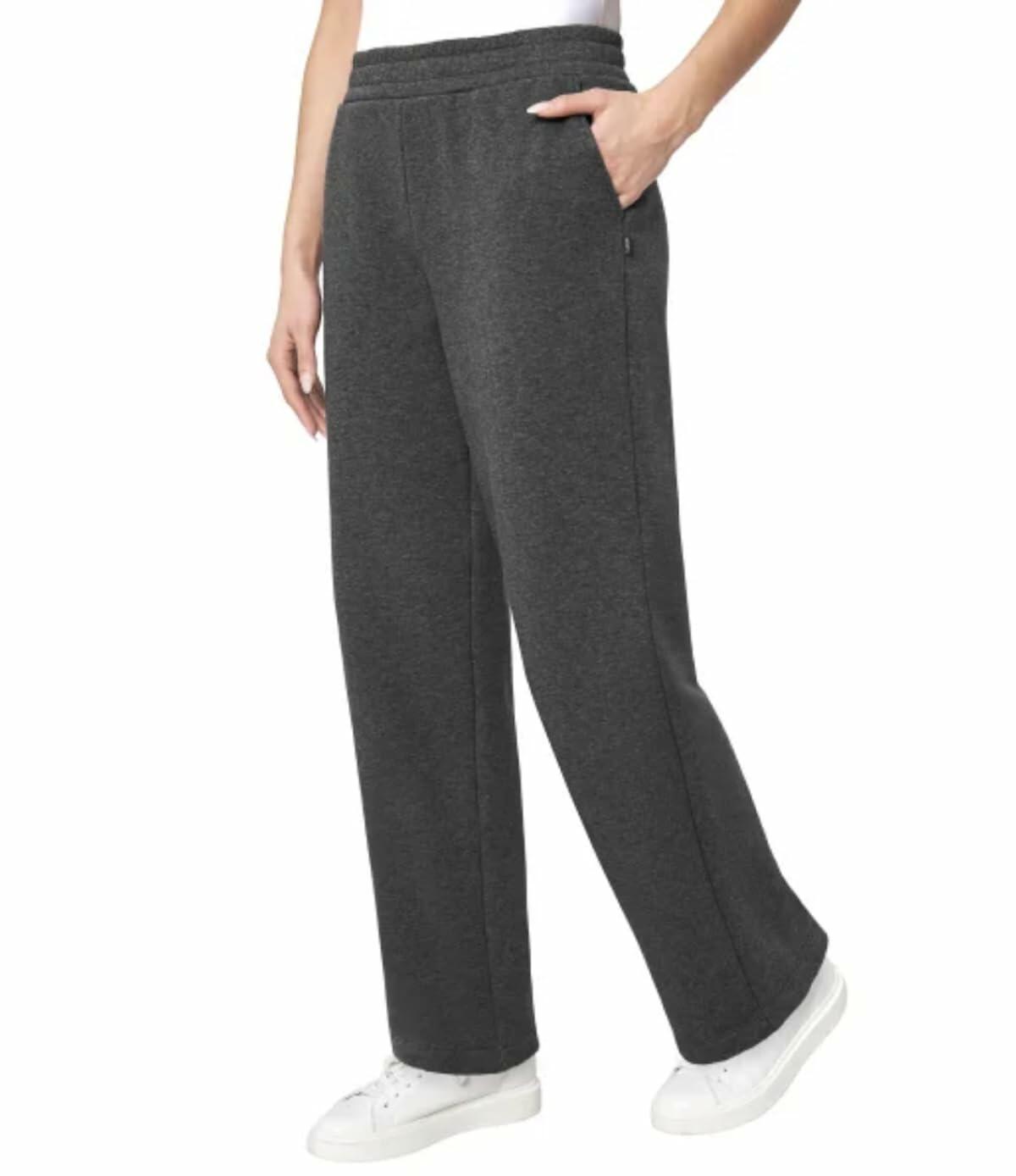 Mondetta Women's Pull On High Waisted Fleece Pant (US, Alpha, Large, Regular, Regular, Black)