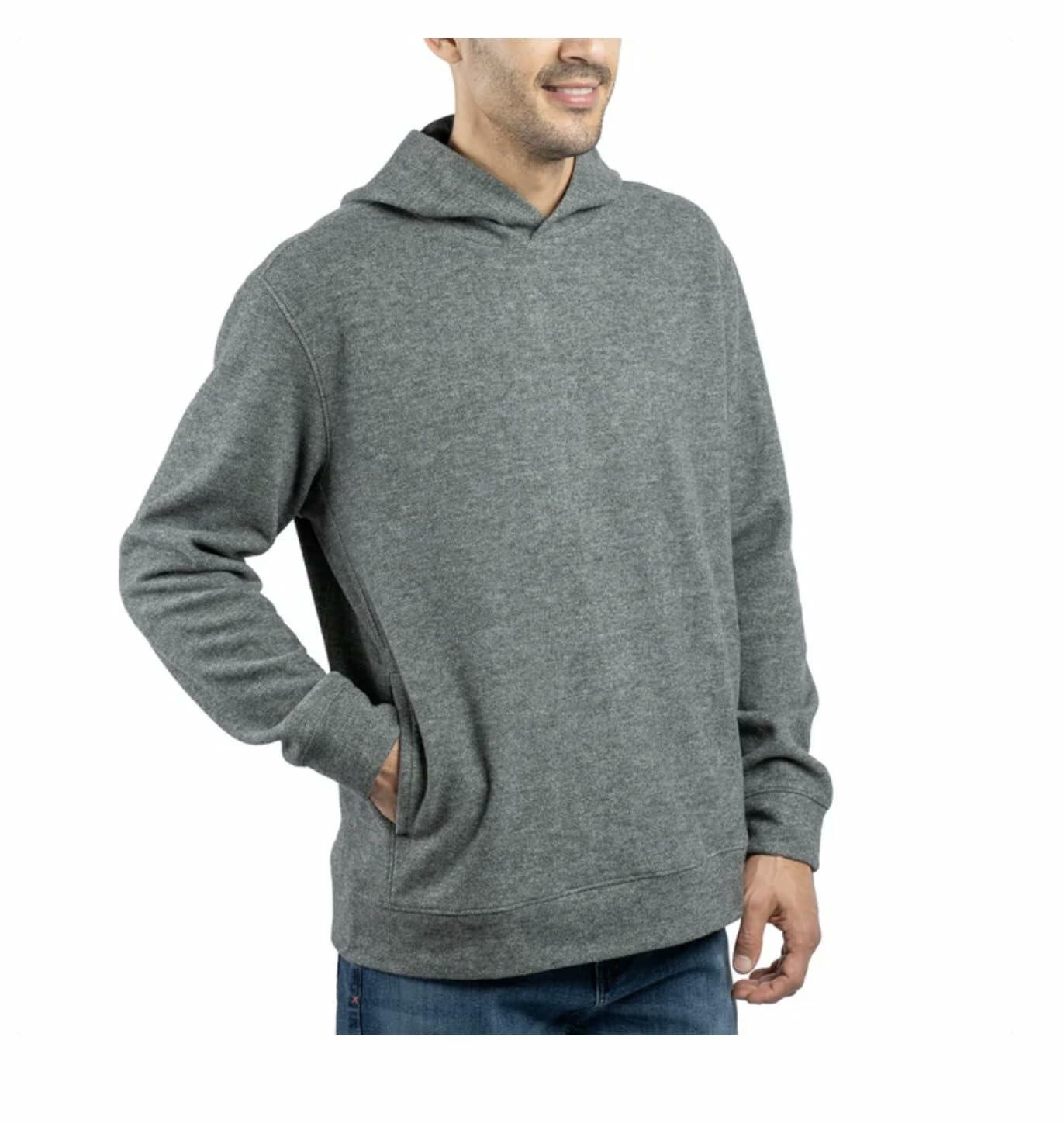 Jachs New York Men's Relaxed Fit Brushed Heathered Pullover Hoodie with Pockets (US, Alpha, Large, Regular, Regular, Gray)