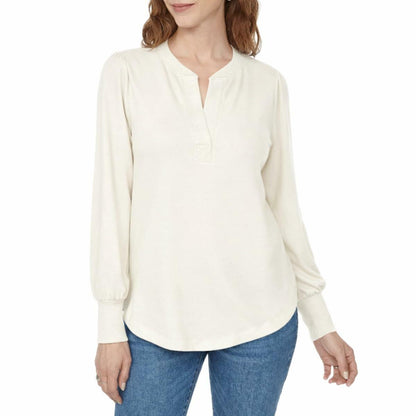 Buffalo David Bitton Women's Long Sleeve Cozy V-Neck Top (US, Alpha, XX-Large, Regular, Regular, Cream)