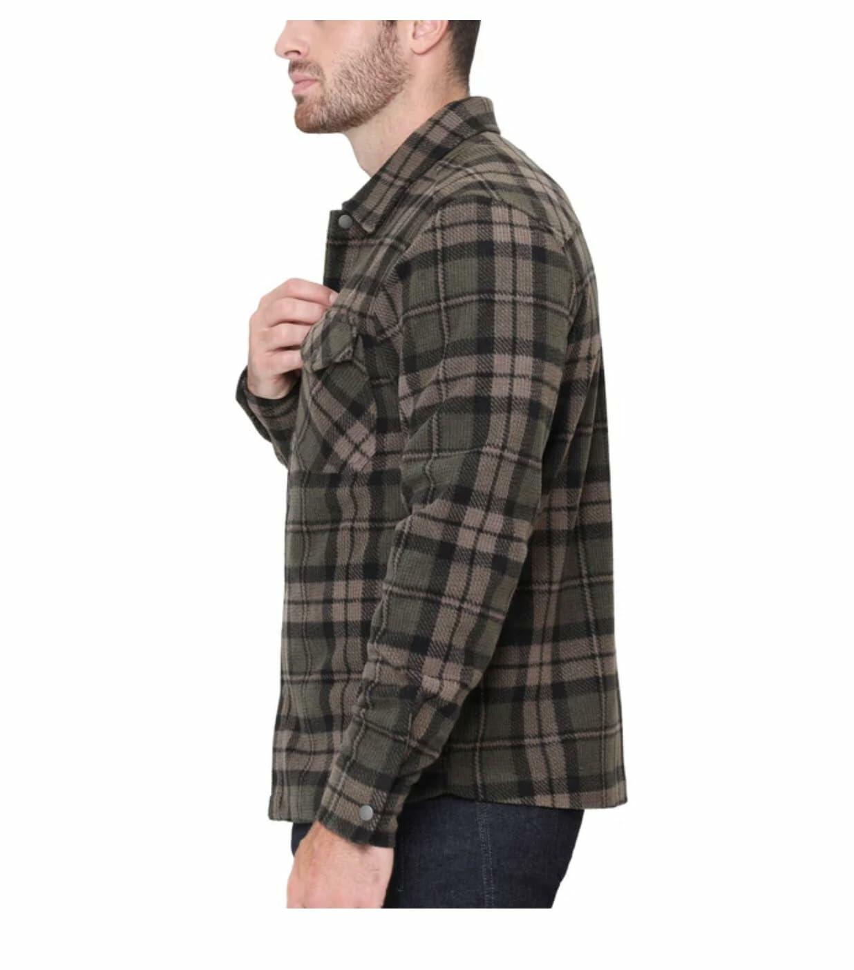 The B.C. Clothing Co. Heritage Men's Textured Flannel Shirt (US, Alpha, Small, Regular, Regular, Green)