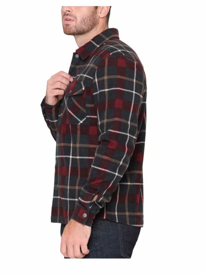 The B.C. Clothing Co. Heritage Men's Textured Flannel Shirt (US, Alpha, Small, Regular, Regular, Red)