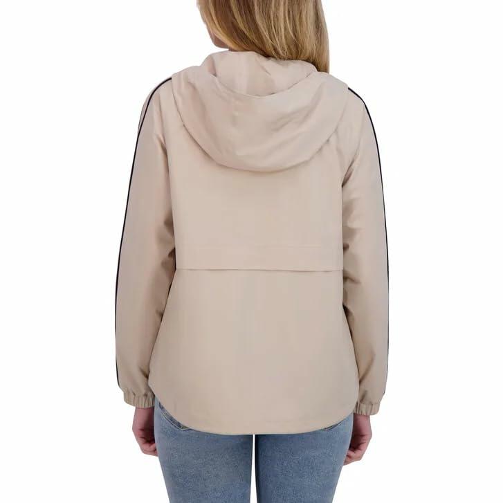Tommy Hilfiger Women’s Windbreaker Jacket, Lightweight Hooded (Brown, XX-Large)