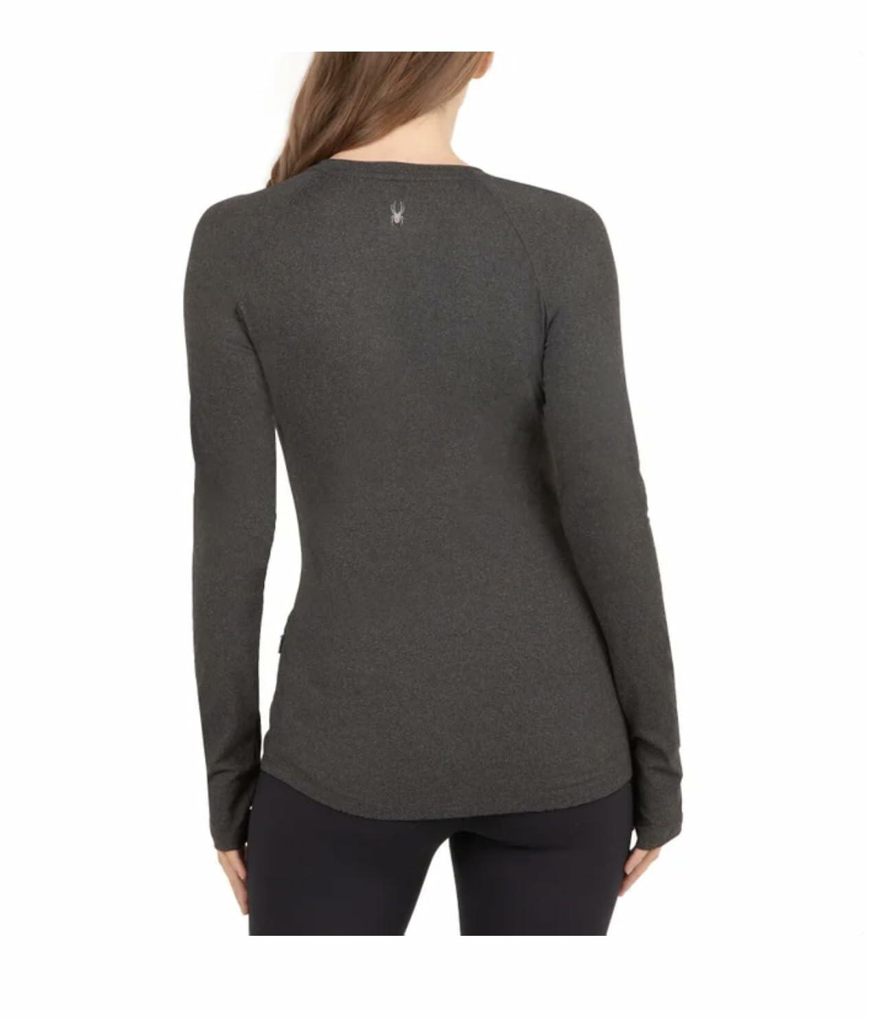 Spyder Active Women's Peached Jersey Long Sleeve Top with Thumbholes (US, Alpha, X-Large, Regular, Regular, Black Heather)