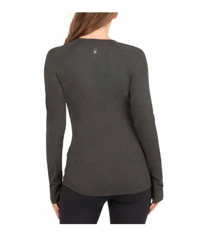 Spyder Active Women's Peached Jersey Long Sleeve Top with Thumbholes (US, Alpha, X-Large, Regular, Regular, Black Heather)