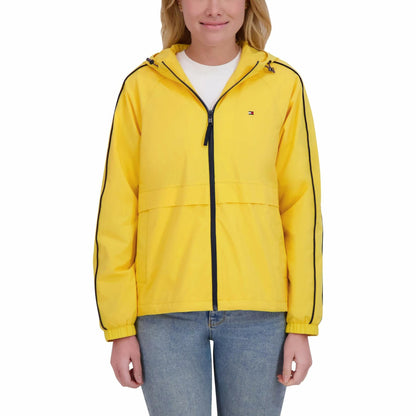 Tommy Hilfiger Women’s Windbreaker Jacket, Lightweight Hooded (Yellow, Medium)