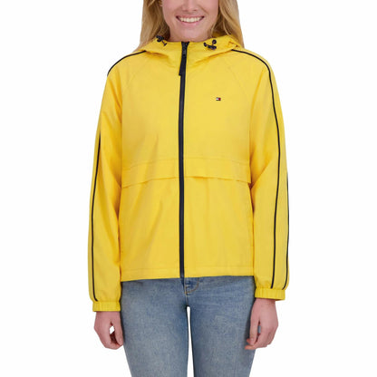 Tommy Hilfiger Women’s Windbreaker Jacket, Lightweight Hooded (Yellow, Medium)