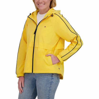 Tommy Hilfiger Women’s Windbreaker Jacket, Lightweight Hooded (Yellow, X-Large)