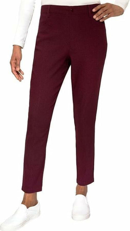 Mario Serrani Women's Pull On Pants, Textured, Black, Large (US, Alpha, Medium, Regular, Regular, Burgundy)
