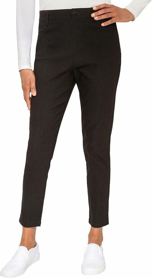 Mario Serrani Women's Textured Pull On Pants (Black, Medium)