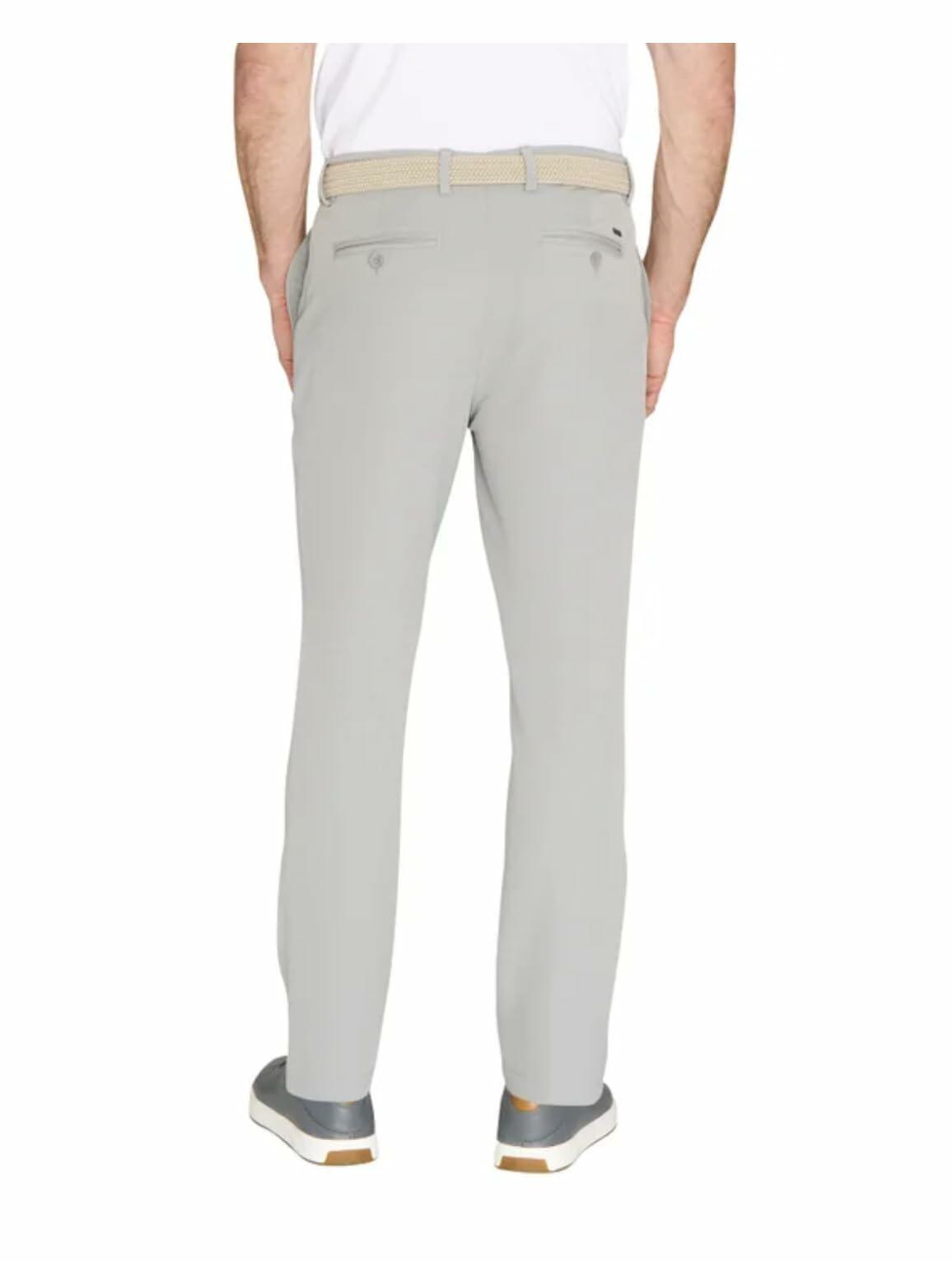 Greg Norman Men's Textured Performance Stretch Chino Pant (US, Waist Inseam, 32, 34, Regular, Regular, Gray)