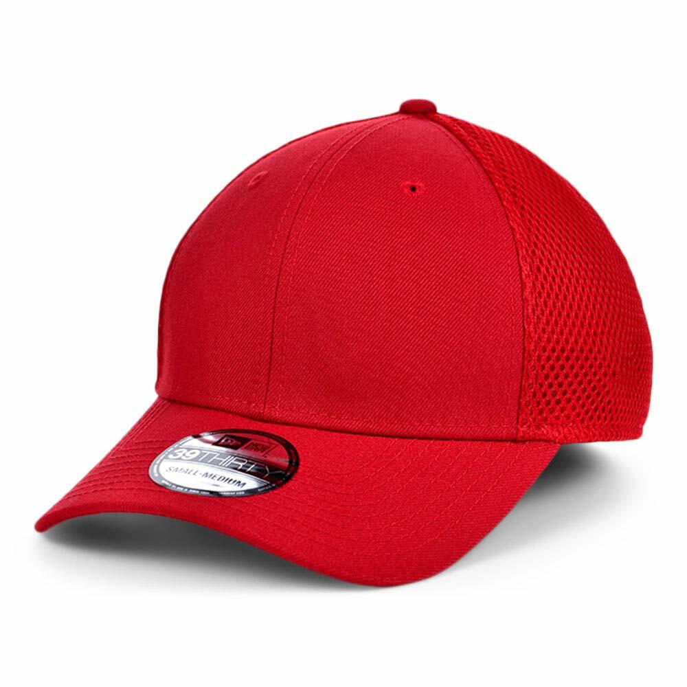 New Era Blank Custom 39THIRTY Stretch-Fitted Cap (US, Alpha, Small, Neo Red)