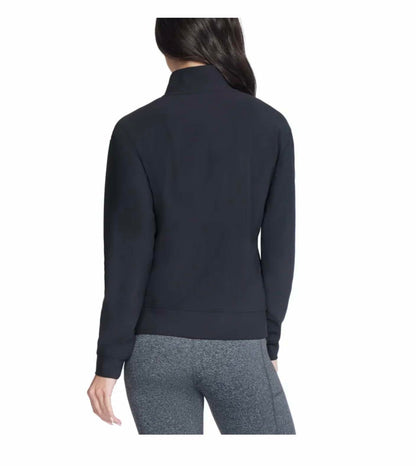 Skechers Women's Stretch Ribbed Quarter Zip Pullover with Kangaroo Pocket (US, Alpha, X-Large, Regular, Regular, Black)