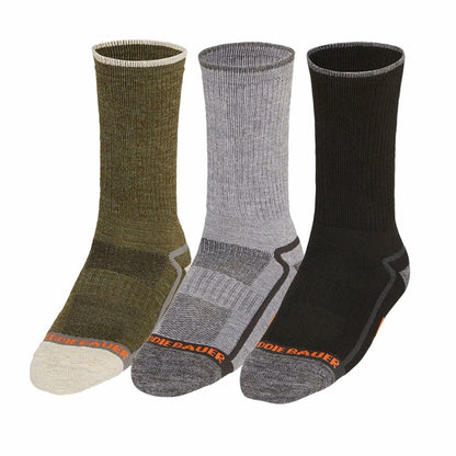 Eddie Bauer Men's Trail Socks - 6-Pack (Black/Grey/Green, 6-12)
