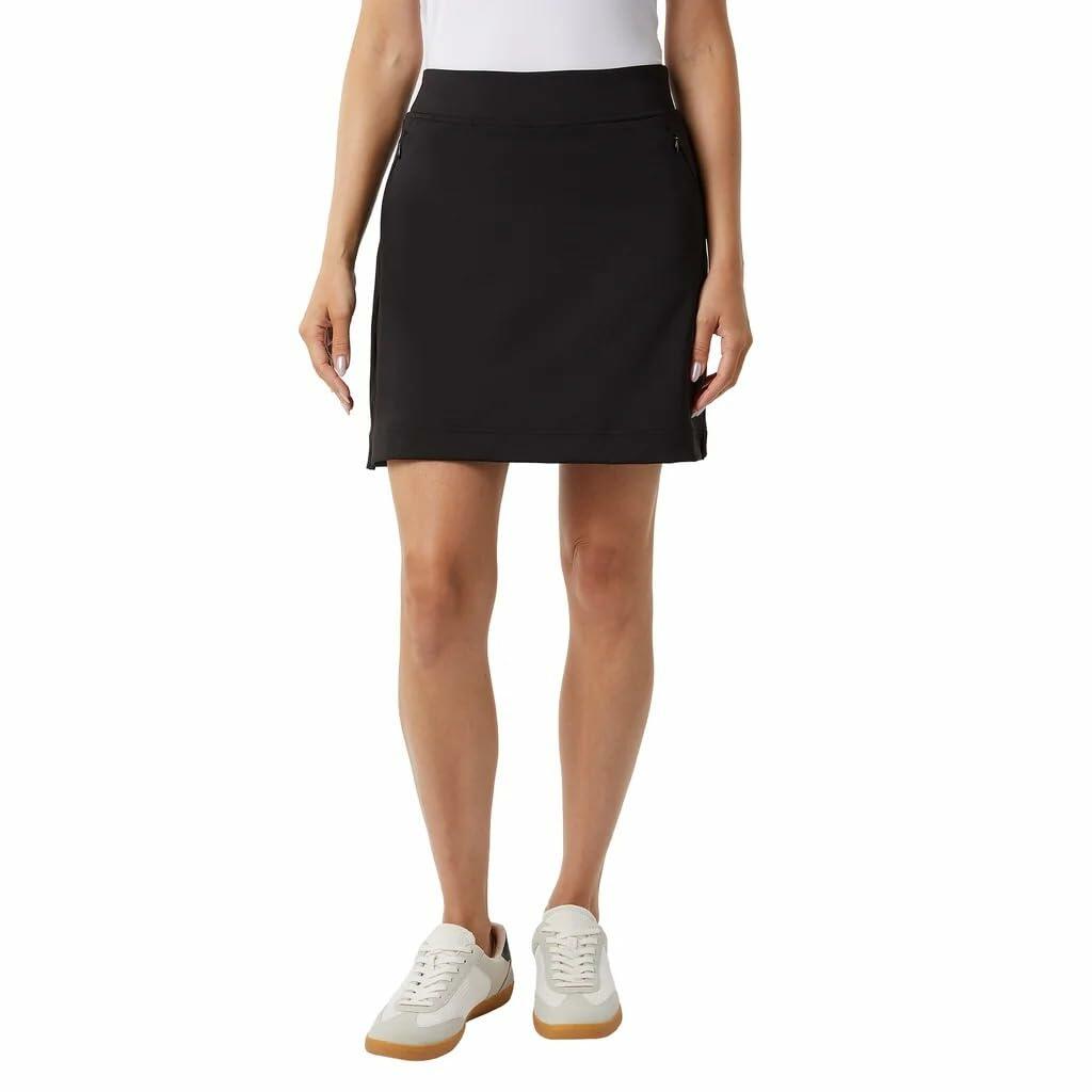 32 Degrees Women’s Skort with Inner Shorts, 2 Front Pockets, High Waist Athletic Tennis & Golf Skirt (Black, X-Large)