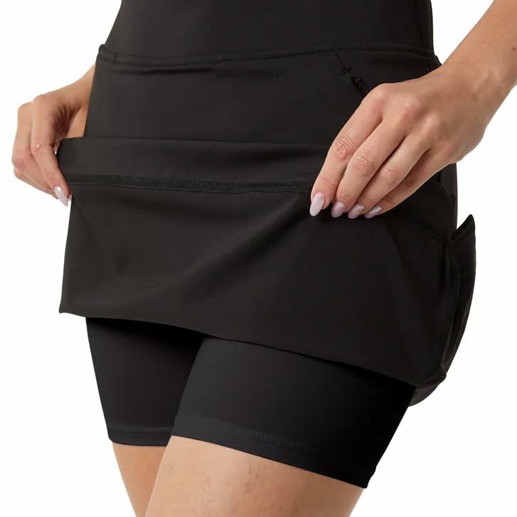 32 Degrees Women’s Skort with Inner Shorts, 2 Front Pockets, High Waist Athletic Tennis & Golf Skirt (Black, XX-Large)