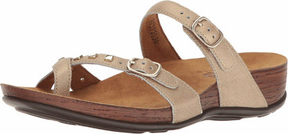 SAS Jett - Flats for Women - Adjustable Buckle Closure - Soft Textile Linings - Instep Straps - Lightweight Metallic Gold 5.5 M - Medium (B)