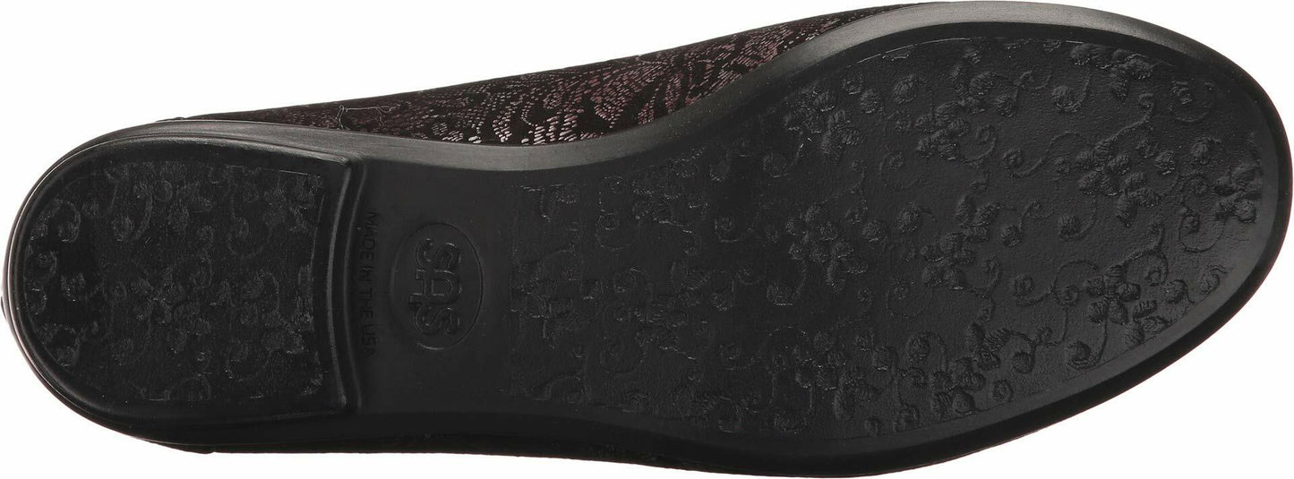 SAS Scenic Comfort Ballet Flat Black Lace 10 N - Narrow (AA)