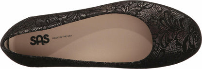 SAS Scenic Comfort Ballet Flat Black Lace 10 N - Narrow (AA)