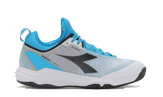 Diadora Men's Speed Blushield Fly 3 + All Ground Tennis Shoe (White/Black/Blue Jewel, 9.5)