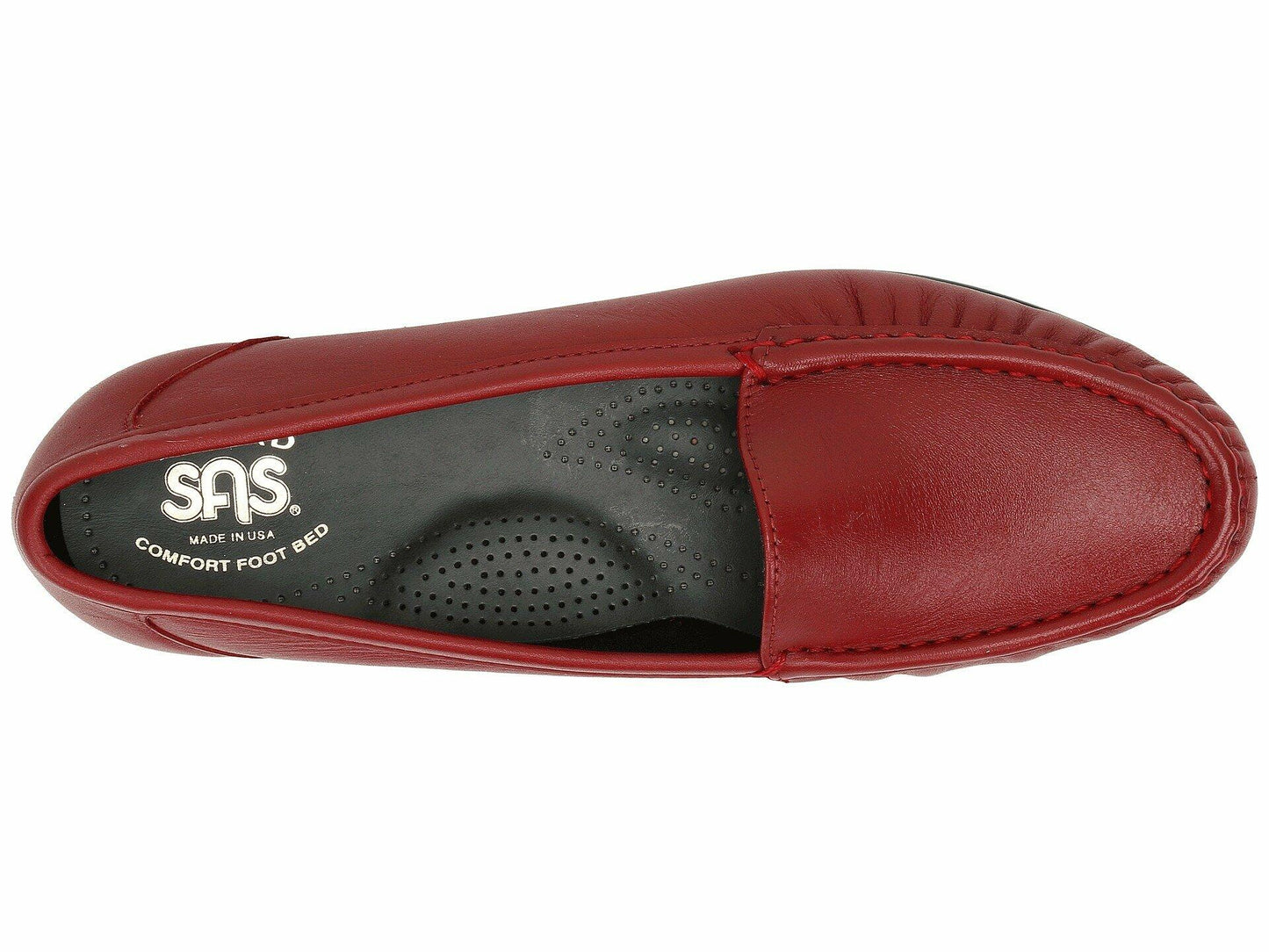 SAS® Simplify Comfort Loafers for Women – Tri-Pad® Comfort System – PU Construction - Supersoft® Red 6 WW - Double Wide (D)