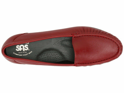 SAS® Simplify Comfort Loafers for Women – Tri-Pad® Comfort System – PU Construction - Supersoft® Red 6 WW - Double Wide (D)