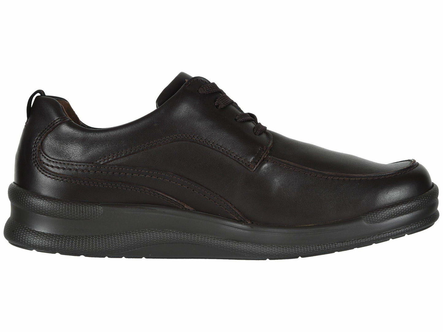 SAS® Move On Shoes for Men – Leather Upper – Detailed Stitch Pattern – Cushioned Collar – Round Toe Chocolate 7 M - Medium (D)
