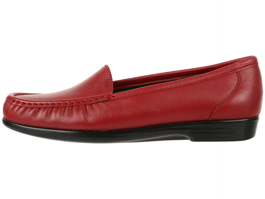 SAS® Simplify Comfort Loafers for Women – Tri-Pad® Comfort System – PU Construction - Supersoft® Red 6 WW - Double Wide (D)