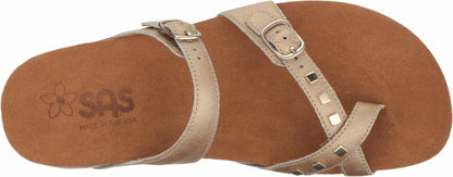 SAS Jett - Flats for Women - Adjustable Buckle Closure - Soft Textile Linings - Instep Straps - Lightweight Metallic Gold 5.5 M - Medium (B)