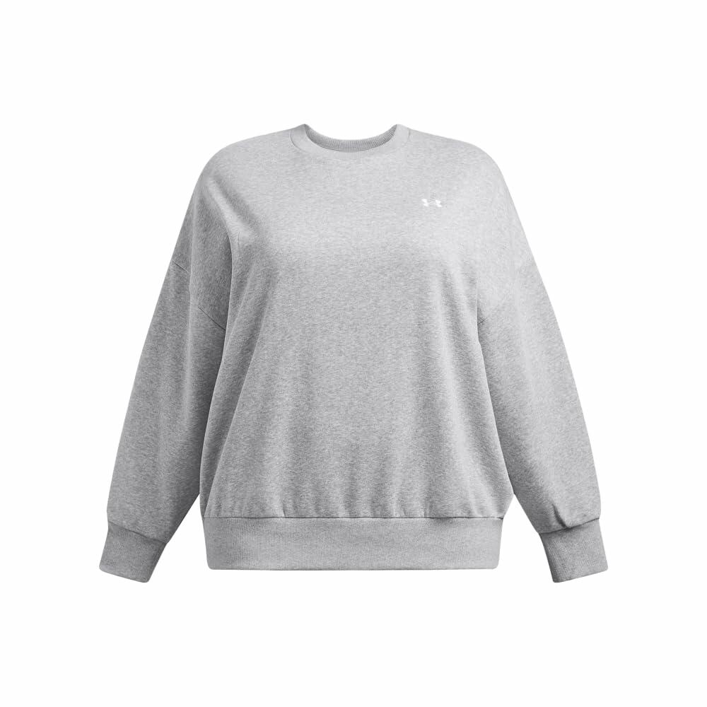 Under Armour Women Rival Fleece Oversized Crew, (011) Mod Gray Light Heather / / White, XX-Large