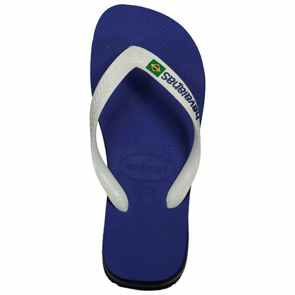 Havaianas Brasil Logo Unisex Flip Flops - Marine Blue - 9/10W 8M