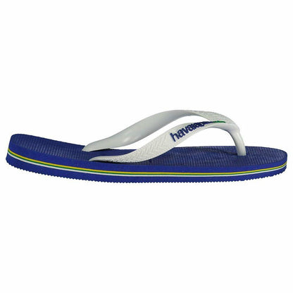 Havaianas Brasil Logo Unisex Flip Flops - Marine Blue - 9/10W 8M