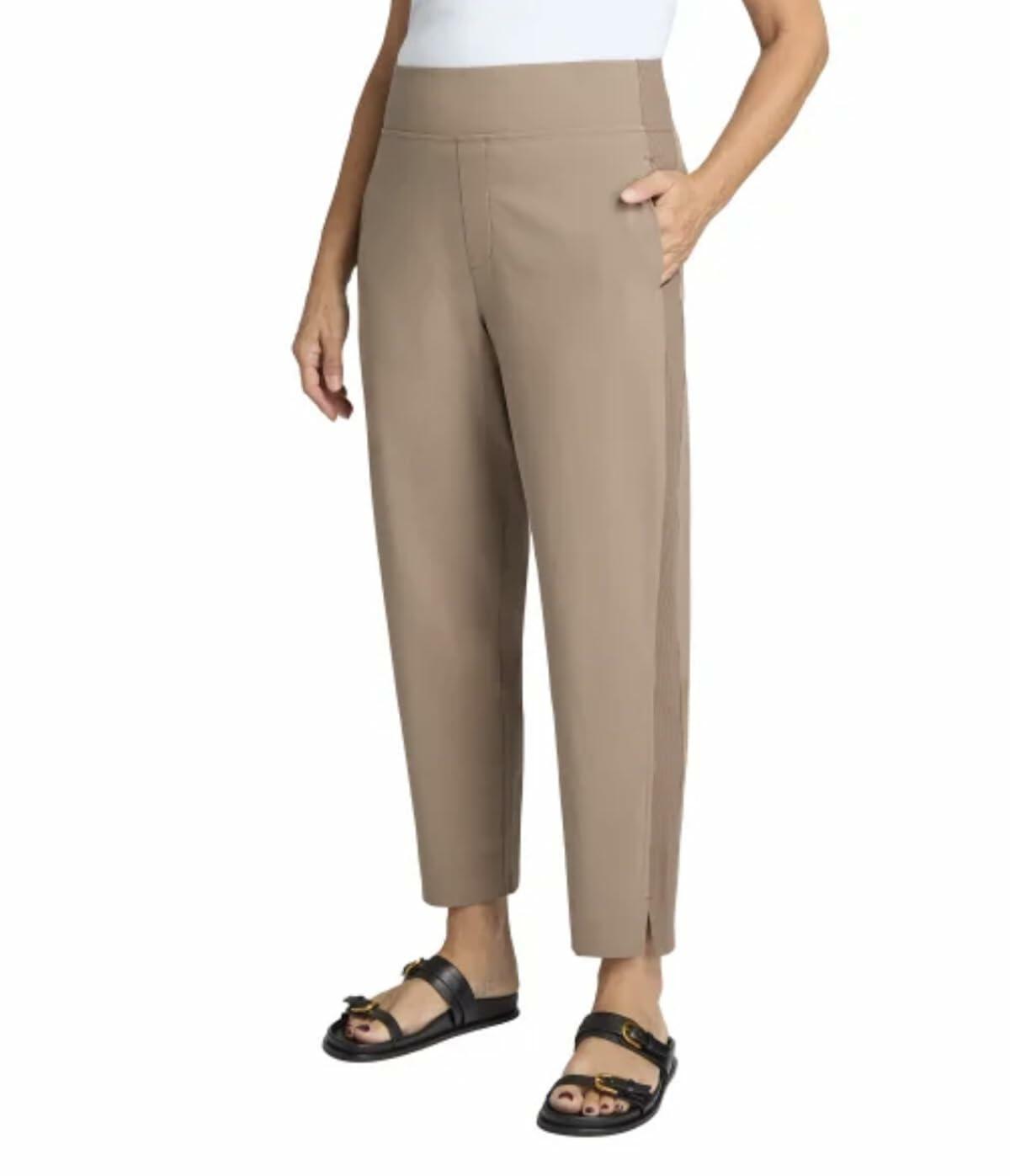 KIRKLAND Signature Women's Quick Dry Stretch Pull On Ankle Pant (US, Alpha, Large, Regular, Regular, Tan)