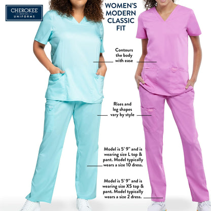 Cherokee Women Scrubs Top Workwear Revolution Tech V-Neck WW770AB, XL, Pewter