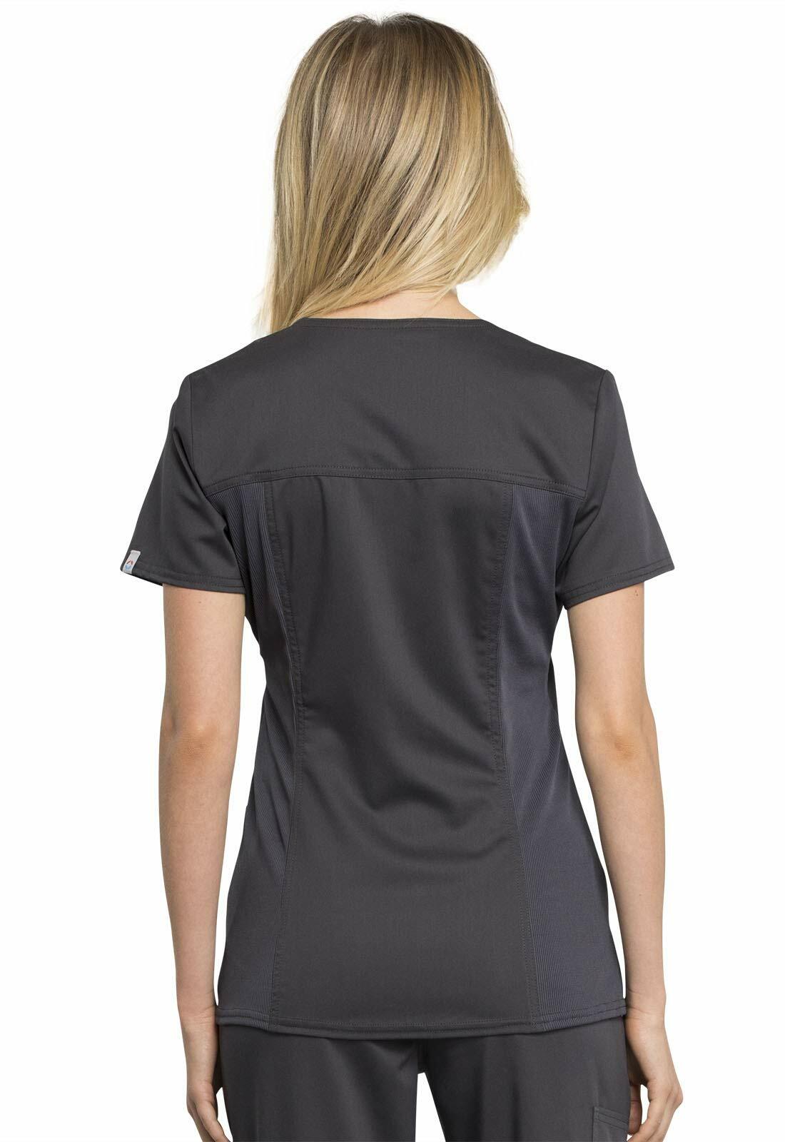 Cherokee Women Scrubs Top Workwear Revolution Tech V-Neck WW770AB, XL, Pewter