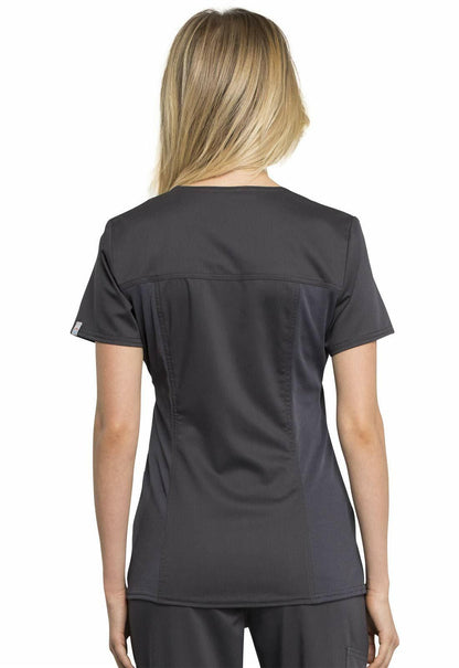 Cherokee Women Scrubs Top Workwear Revolution Tech V-Neck WW770AB, XL, Pewter