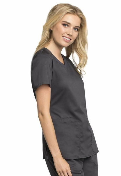 Cherokee Women Scrubs Top Workwear Revolution Tech V-Neck WW770AB, XL, Pewter