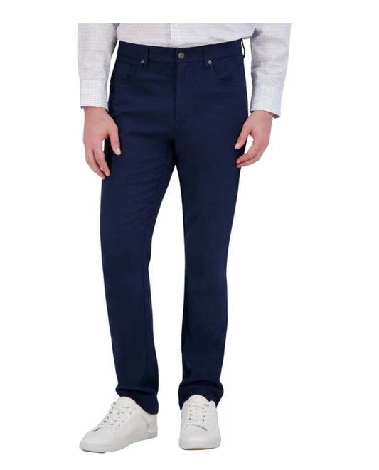 KIRKLAND Signature Men's Stretch Comfort Tapered Fit Brushed 5 Pocket Pant (US, Waist Inseam, 32, 32, Regular, Regular, Blue)