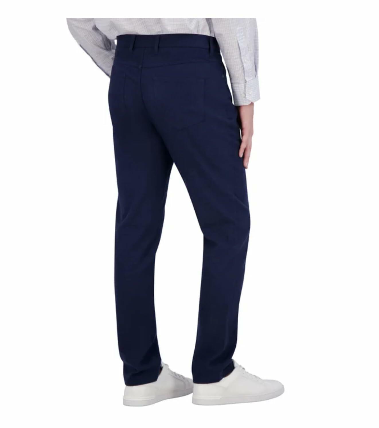 KIRKLAND Signature Men's Stretch Comfort Tapered Fit Brushed 5 Pocket Pant (US, Waist Inseam, 32, 32, Regular, Regular, Blue)
