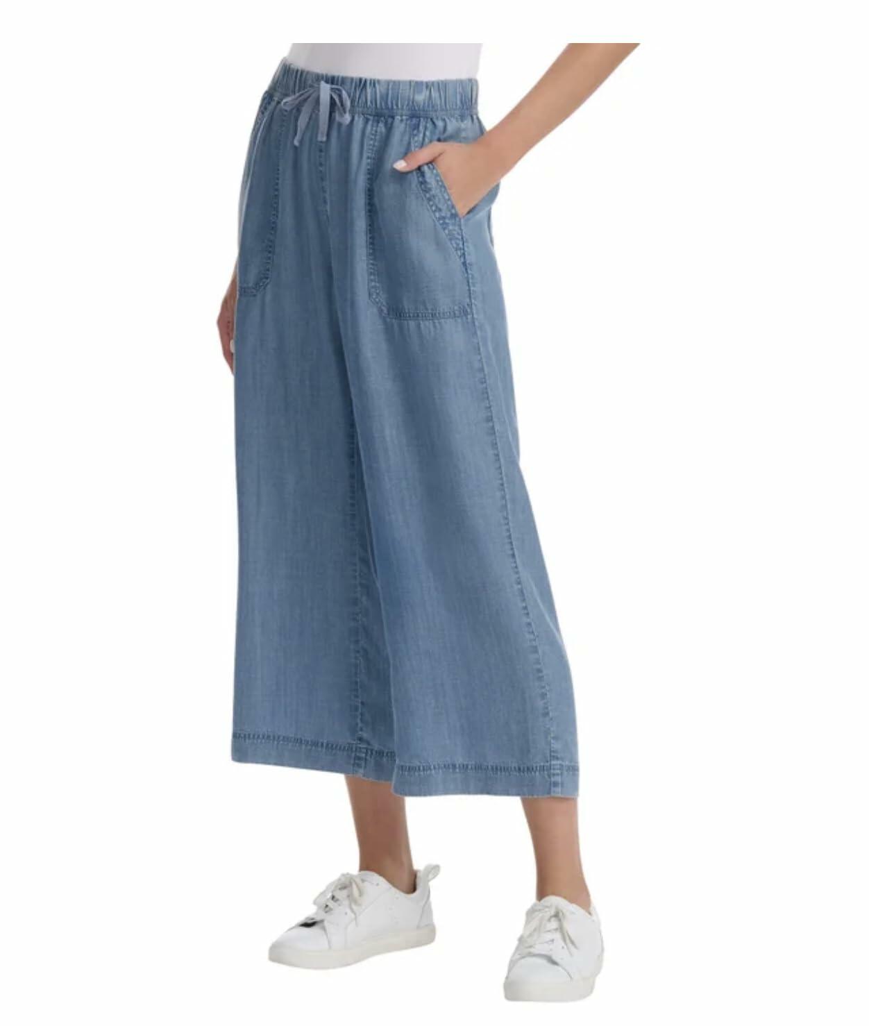 Splendid Women's Pull-On Wide Leg Crop Ankle Pant (US, Alpha, XX-Large, Regular, Regular, Blue)