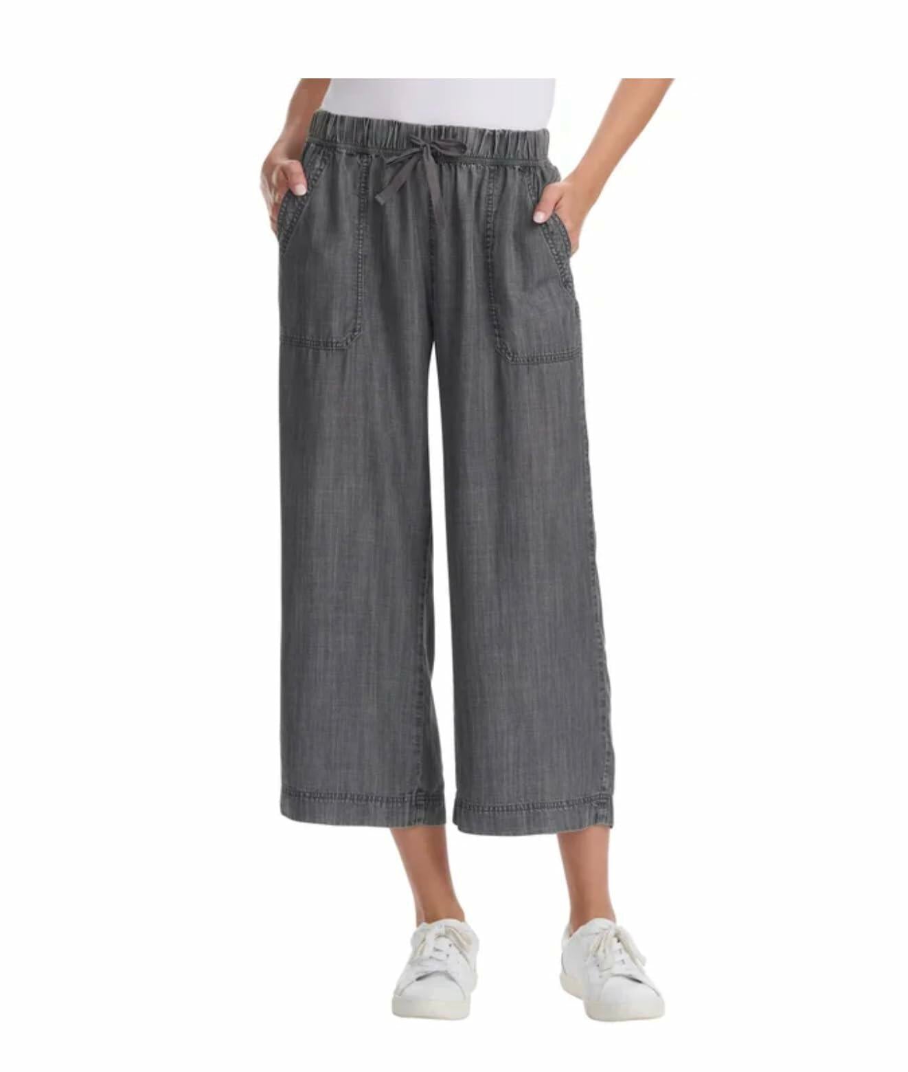 Splendid Women's Pull-On Wide Leg Crop Ankle Pant (US, Alpha, XX-Large, Regular, Regular, Black)