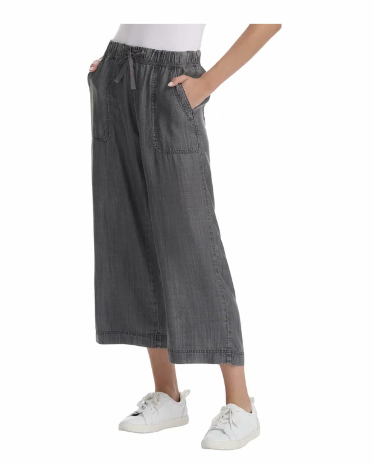 Splendid Women's Pull-On Wide Leg Crop Ankle Pant (US, Alpha, XX-Large, Regular, Regular, Black)
