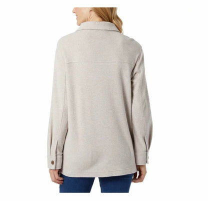 32 Degrees Heat Women's Relaxed Fit Long Sleeve Button-Up Shirt (US, Alpha, XX-Large, Regular, Regular, Heather Quinoa (Tan))